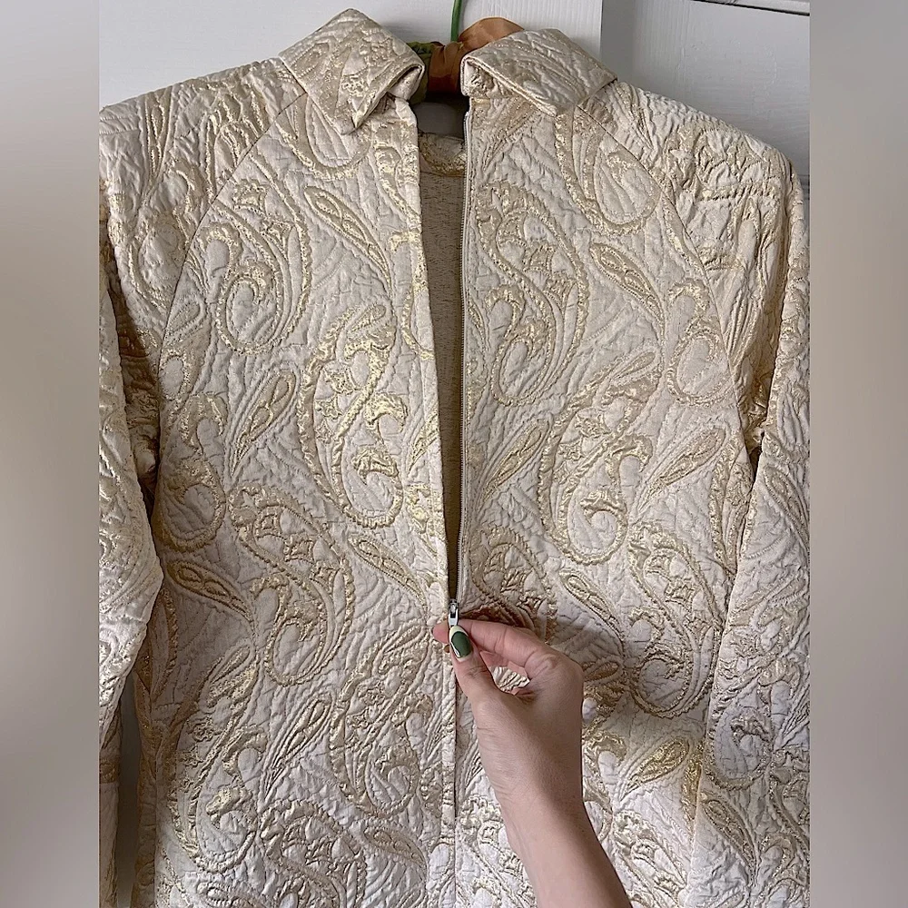 V I N T A G E   60s / 70s gold brocade dress - Picture 3 of 4